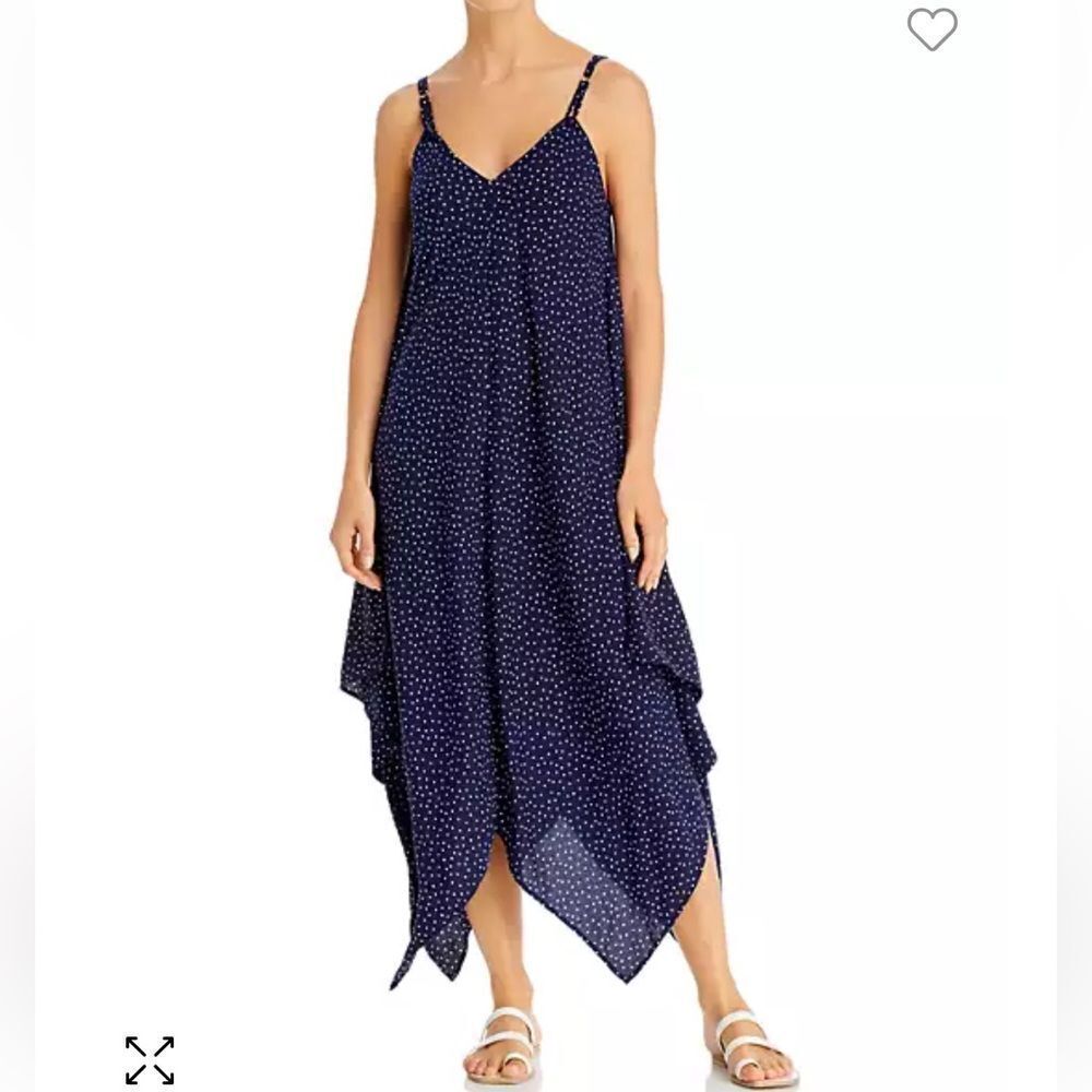 Tommy Bahama Asymmetrical Polka Dot Maxi Dress Navy and White